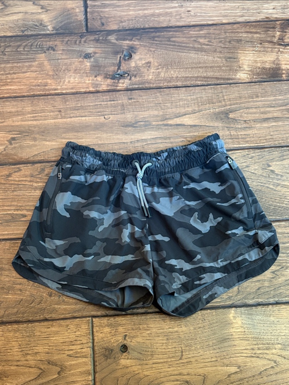 Athleta Black & Gray Camo Athletic Shorts